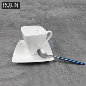 <span class=keywords><strong>Tasse</strong></span> à café carrée de 110 ml avec soucoupe et logo personnalisé - Product Image 5