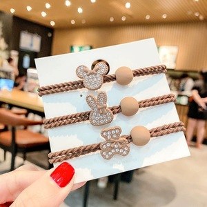 Attaches de cheveux de dessin animé avec strass, design Mickey Bunny, bandes élastiques pour filles, accessoire de coiffure décontracté de style coréen - Product Image 1