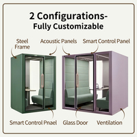 Cabines de bureau insonorisées multi-personnes avec structure en acier, panneaux acoustiques, certification UL, cabine de repos et de travail