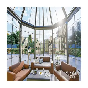 Deluxe kış bahçesi eğrisi sertleştirilmiş cam sunroom victoria üçgen çatı
