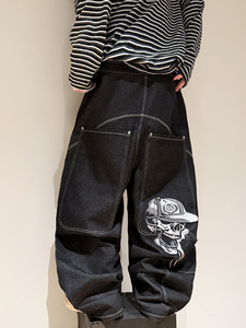 <span class=keywords><strong>Jeans</strong></span> <span class=keywords><strong>Larghi</strong></span> da Uomo Personalizzati Stile Hip-Hop High Street, Pantaloni <span class=keywords><strong>Lunghi</strong></span> a Vita Alta con Grandi Tasche - Product Image 6