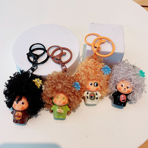 Llavero de muñeca alienígena con pelo afro, dije de resina con peluca, juguete unisex para niños, regalo - Product Image 3