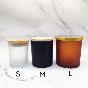 ขวดแก้วใส่เทียนเปล่า ขนาด 6 ออนซ์ 8 ออนซ์ 10 ออนซ์ 14 ออนซ์ สีดำ ขาว อำพัน ใส แดง พร้อมฝาปิดไม้ไผ่ สีดำ ทอง เงิน - Product Image 1