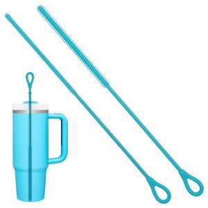 Brosse de nettoyage de pailles en silicone réutilisable avec noyau en acier flexible, brosse à bouteille extra longue et souple pour le nettoyage des pailles - Product Image 1