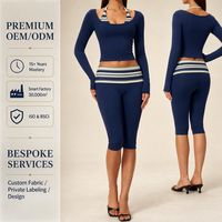Ensemble de yoga brossé pour femme, haut dos nu à manches longues, pantalon longueur mollet, effet ventre plat, respirant, séchage rapide, color block, tenue de sport