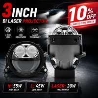 Lentille de projecteur Bi-LED 3 pouces 55W+20W Laser 45W Faisceau bas 6000K avec pilote intégré Remplacement direct pour H4 H7 9005 HB3 H8 H11