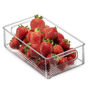 WELLHOME Wholesale and Custom Stackable Food Storage Container Plastic Fridge Storage Organizer Boxes & Bins with Handle