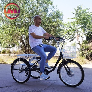 Triciclo <span class=keywords><strong>a</strong></span> ruota da 24 pollici triciclo elettrico motore 350W <span class=keywords><strong>a</strong></span> <span class=keywords><strong>3</strong></span> <span class=keywords><strong>ruote</strong></span> triciclo per adulti Cargo bicicletta elettrica con cestello - Product Image 3