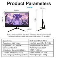Moniteur d'ordinateur Sharerdp personnalisé OEM ODM 23,8 pouces 75 Hz 1920*1080 px 5 ms HD VGA Ports DC IPS VA pour ordinateur