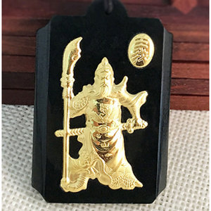 Collier avec pendentif en <span class=keywords><strong>or</strong></span> 24k, bijou à la mode, en pierre de jade hétian, traditionnel chinois, héros Guan yu - Product Image 5