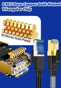 Cable Ethernet Cat8 RJ45 OFC de Alta Velocidad 40Gbps, Cable de Red Blindado para Interiores y Exteriores, Cable LAN de Ingeniería - Product Image 6