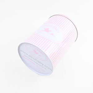 Lata Redonda de Metal para Regalo de Bebé con Estampado de Cigüeña a Rayas Rosas, Lata de Metal Vacía Personalizada para Almacenamiento de Productos para el Cuidado de la Piel del Bebé - Product Image 5