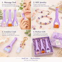 Rouleau de massage pour doigts en améthyste et quartz rose, outil d'acupression en pierres précieuses naturelles pour le soin des mains et le soulagement du stress, vente en gros