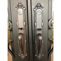 Cerradura de Puerta Doble Abatible Estilo Europeo Retro Bronce para Puerta de Madera Sólida con Manija