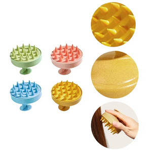 Brosse de massage du cuir chevelu en silicone et paille de blé pour le lavage, le soin et le nettoyage des racines des cheveux, anti-démangeaisons, pour la douche, le bain et le spa, et comme brosse à shampoing anti-pelliculaire - Product Image 6