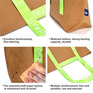 Dupont orta günlük kullanım kağıt çanta tek omuz çantası yıkanabilir Kraft pamuk keten astar dayanıklı doğal Ecobags mektup - Product Image 3
