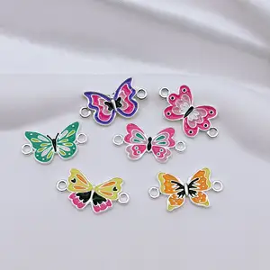 Alloy Enamel Colorful Butterfly Connector For Bracelet charms for jewelry making wholesale Diy Handmade Accessories