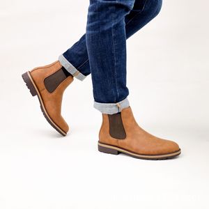 Botas Chelsea para Hombre, Estilo Británico, Acabado Desgastado, Botas Cortas y Botines Retro a la Moda para Hombre, Tallas Grandes - Product Image 3