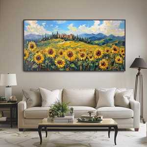 SQ soyut ayçiçeği tuval el yağlıboya <span class=keywords><strong>Sunburst</strong></span> ayçiçeği duvar süsü oturma odası kale Manor kırsal dekor yeni ev - Product Image 5