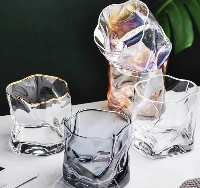 Bicchiere da vino elegante in cristallo colorato a forma di albero intrecciato bicchiere da whisky giapponese bicchiere da acqua onda bicchiere da vino