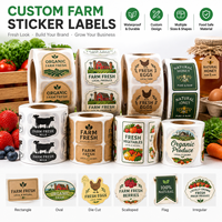 Étiquettes autocollantes personnalisées pour ferme, rouleau d'autocollants imperméables pour emballages alimentaires, miel, œufs, lait, légumes, produits frais