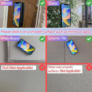 Support adhésif pour étui de téléphone à ventouse en silicone, support à prise forte mains libres pour selfies vidéos miroir douche - Product Image 5