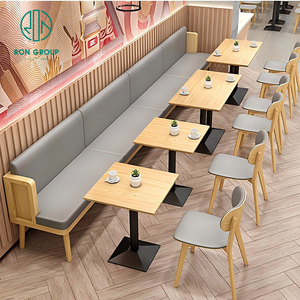 โต๊ะไม้แบบโค้งสี่เหลี่ยมสีฟ้าแบบนอร์ดิกโต๊ะสำหรับคาเฟ่และร้านอาหารพร้อมชุดเก้าอี้โซฟาเฟอร์นิเจอร์ที่นั่ง - Product Image 1