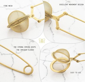 Dụng Cụ Pha Trà Cà Phê 304 Không Gỉ Snap Ball Tea Infuser Lưới Bóng Lọc Dài Xử Lý Bóng Trà Infuse Vàng Bạc - Product Image 3