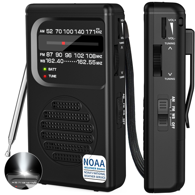 Multiband Radio Receiver with High Sensitivity 3 Bands for FM/AM Transistor Pocket Radios with Back Clip Pocket Radio