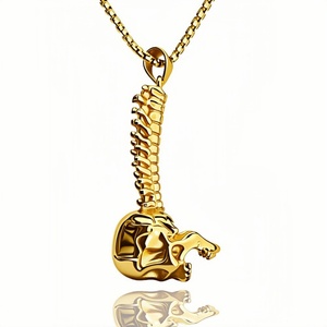 Collar con Colgante de Espina Dorsal de Calavera de Acero Inoxidable, Joyería Gótica Punk para Motociclistas con Diseño Anatómico para Hombres y Estilo Halloween - Product Image 5