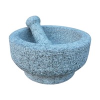 Mortier et pilon en granit de Chine en gros pour outils à herbes et épices avec surface dénoyautée durable emballé dans une boîte