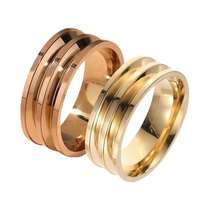 Großhandel Trendiger Roségold Wolfram Blanko-Kern Unisex Ehering mit Anpassbarem Einlege-Design 2,5mm Doppelrillen Gewölbter Komfort-Fit DIY