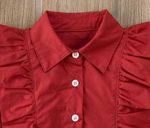 Ensembles de vêtements pour enfants, style britannique, costumes en coton à carreaux pour bébés filles avec design à volants, vente en gros - Product Image 3