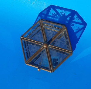 <b>Vintage</b> Brass Glass Luxury Hexagon Shape Decorative <b>Jewelry</b> <b>Box</b> Floral Etched Glass Customizable Trinket Storage Gift Home Decor - Product Image 4