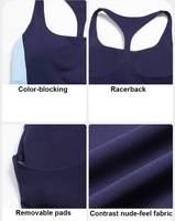 Ensemble de yoga personnalisé avec logo pour femme, avec soutien-gorge rembourré, short de sport color-block, effet push-up, séchage rapide, respirant, tenue de fitness