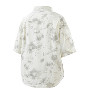 Chemise à manches courtes tie-dye avec boutons plats et poche poitrine, 100% polyester, tenue décontractée d'été