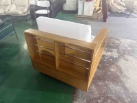 Fauteuil pivotant en teck au design moderne, coussin en mousse haute densité, imperméable, mobilier d'extérieur écologique pour salon, hôtel, villas