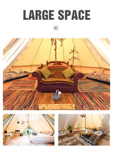 Tente cloche 7M Premium en tissu Oxford 900D, 4 saisons, imperméable, coupe-vent, avec cheminée pour camping familial, glamping en plein air - Product Image 6