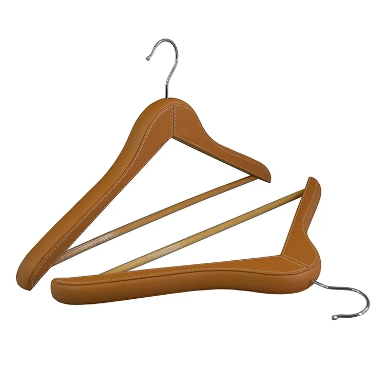 Nieuwe Ontwerp Custom Luxe Jas Kleerhanger Lederen Planten Hangers Voor Kleding