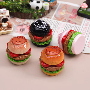 Aksesoris Resin Makanan Kartun Lucu 3D KT Cat Hamburger Charm DIY Jepit Rambut Gantungan Kunci Sepatu Casing Ponsel Ipadcase Kerajinan - Product Image 4