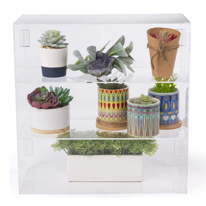 <span class=keywords><strong>Vitrina</strong></span> <span class=keywords><strong>de</strong></span> encimera <span class=keywords><strong>de</strong></span> acrílico transparente <span class=keywords><strong>de</strong></span> 2 niveles moderna con puertas con bisagras <span class=keywords><strong>de</strong></span> bloqueo - Product Image 5