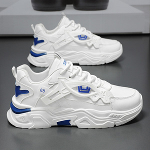Autumn Men's Lace-up Breathable White Trendy Versatile <b>Height</b>-<b>Increasing</b> Sneakers Casual Running Dad <b>Shoes</b> - Product Image 2