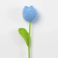 Fleur de tulipe artificielle créative faite à la main en crochet, idéale pour la maison, le bureau, un mariage ou Noël