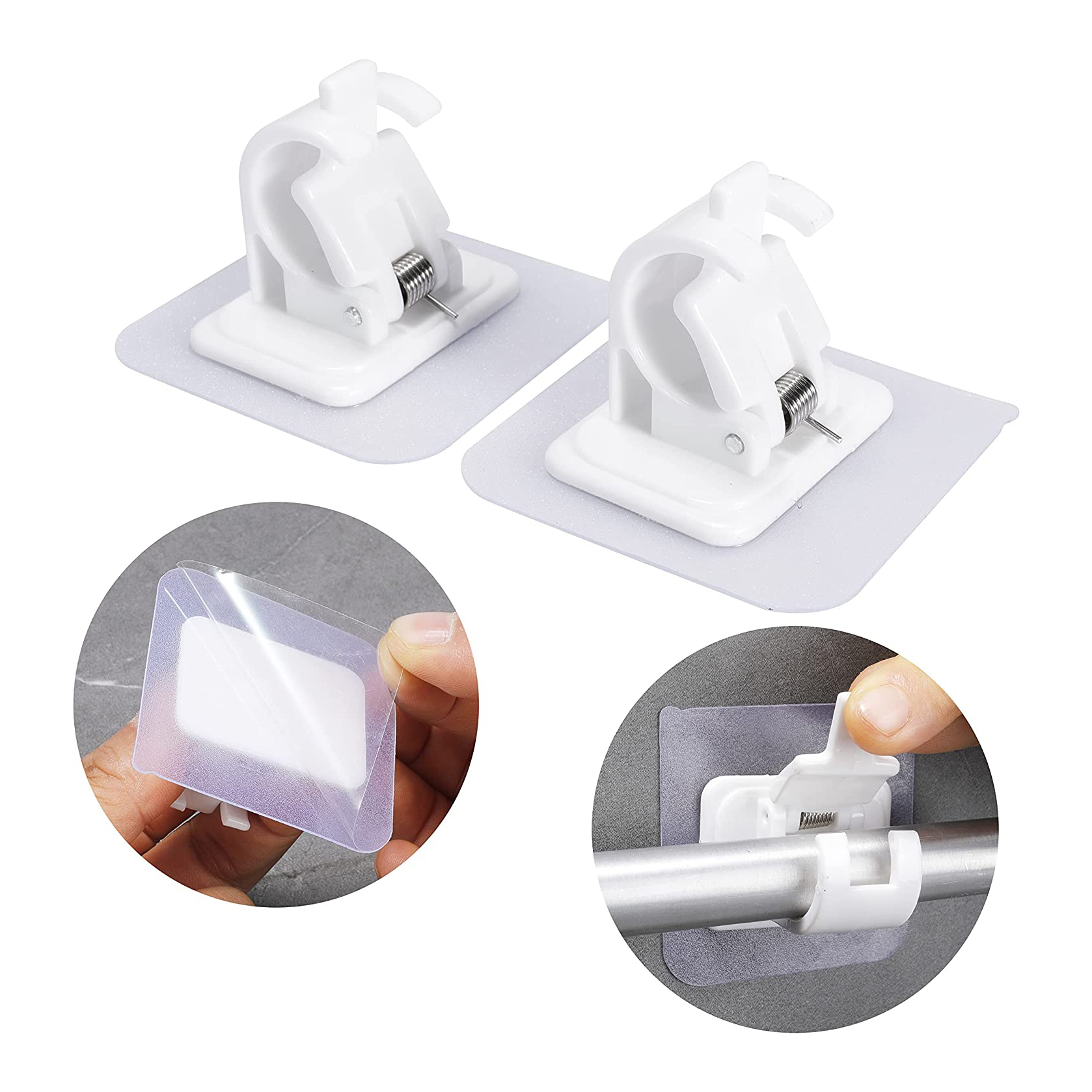 DSFSAEG Lot de 2 supports de tringle à rideaux en forme de U auto-adhésifs en plastique pour tringle de placard