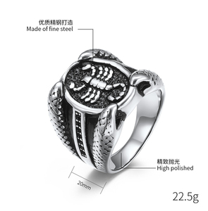펑크 전갈 디자인 남성 바이커 보석 반지 실버/골드 스테인레스 스틸 전갈 반지 - Product Image 6