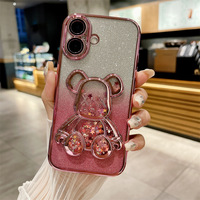 Coque de téléphone à paillettes Quicksand Violent Bear pour iphone 17 16 Pro Max coque pour iphone 15 14 13 12 Pro coque de téléphone portable