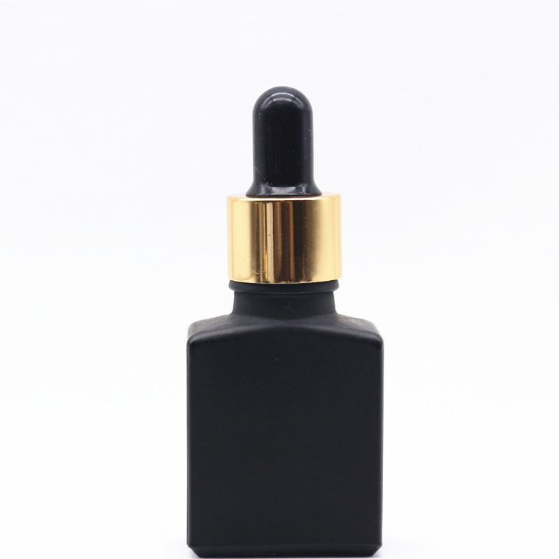 dropper bottle square shoulder matte black 50ml