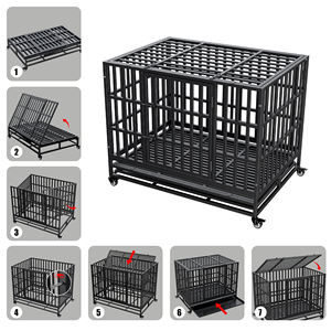 Toptan katlanabilir ticari köpek kafesi 42 inç çift kapı kare tüp çerçeve plastik palet ağır köpek taşıma kafesi - Product Image 4