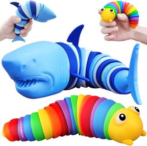 2 Pcs Fidget Toys Ocean Shark와 애벌레 어린이와 성인을위한 플라스틱 활성 장난감 키트 어린이를위한 뜨거운 판매 제품 - Product Image 1