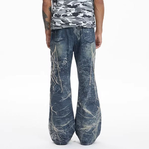 <span class=keywords><strong>Pantaloni</strong></span> Harem a Vita Media Stile Americano, Ricamo in Seta a Ragnatela, Design Stampato Digitalmente, Tessuto Denim 3D Lavato per l'Autunno - Product Image 5